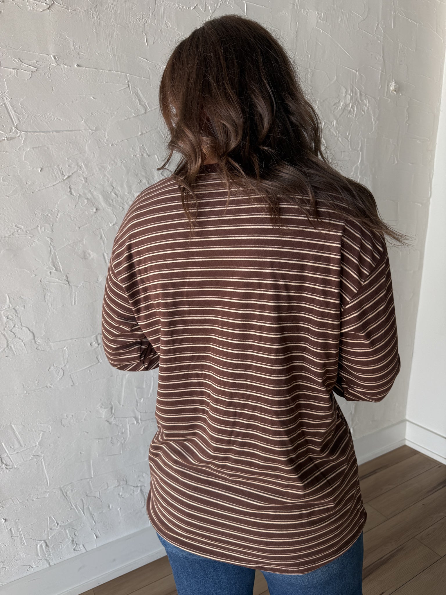 Striped Crewneck Top- Brown - Ana Patricia Boutique