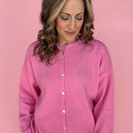 Button Up Cardigan- Pink - Ana Patricia Boutique