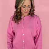 Button Up Cardigan- Pink - Ana Patricia Boutique