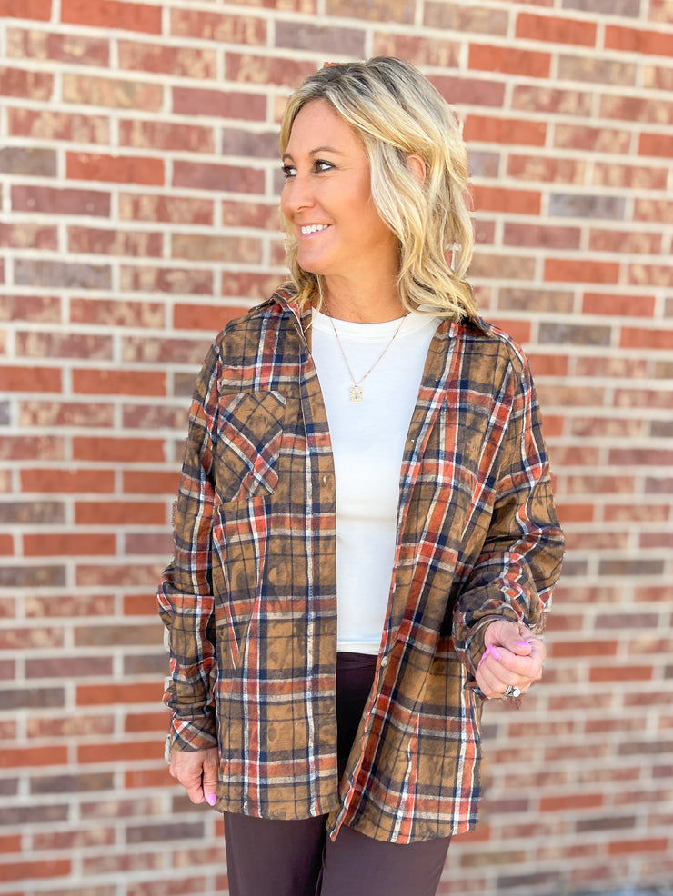 The Laura Plaid Button Up- Camel