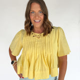 Flutter Sleeve Pintuck Top- Yellow - Ana Patricia Boutique