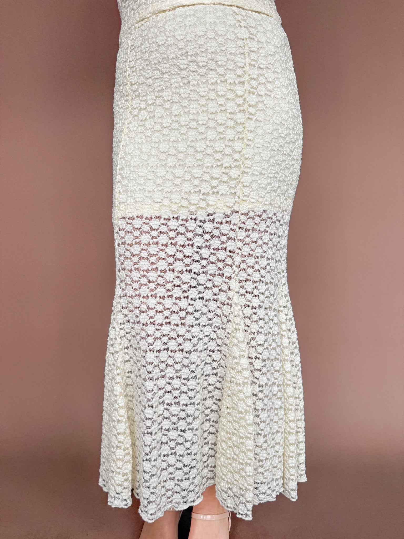 Mid Rise Lace Skirt- Cream - Ana Patricia Boutique