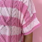 Cable Knit Stripe Sweater-Pink - Ana Patricia Boutique