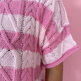 Cable Knit Stripe Sweater-Pink - Ana Patricia Boutique