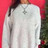 Open Back Bow Sweater- Grey