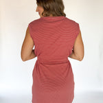 Striped Crewneck Dress-Crimson Red - Ana Patricia Boutique