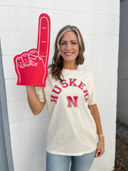 Nebraska Huskers Mega Arch Tee- Off White