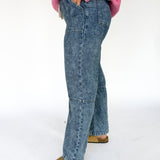 Wide Leg Denim Pants- Blue