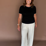 Layered Look Sweater Top- Black