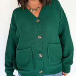 V Neck Waffleknit Cardigan- Dark Green - Ana Patricia Boutique