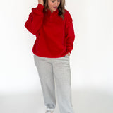 Fleece Wide Leg Sweatpants- Heather Grey