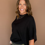 Crewneck Dolman Sweater- Black