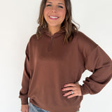Scuba Half Zip Pullover- Brown