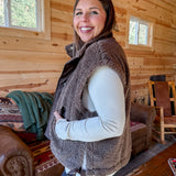 Oversized Sherpa Vest- Brown