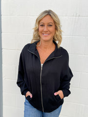 The Emma Zip Up Jacket- Black