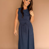Cotton Tank Midi Dress-Navy - Ana Patricia Boutique