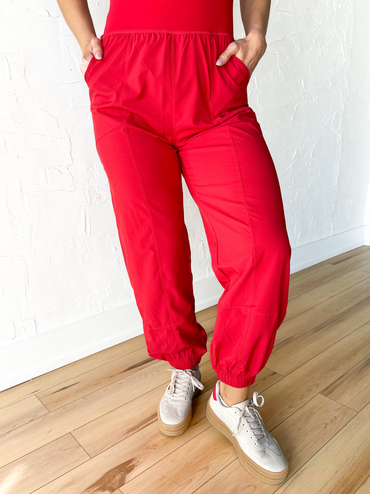 Active Jogger Jumpsuit- Red