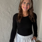 Seamless Ribbed Top- Black - Ana Patricia Boutique