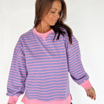 Stripe Comfy Pullover-Lavender/Pink - Ana Patricia Boutique