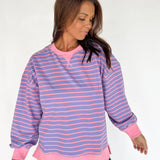 Stripe Comfy Pullover-Lavender/Pink - Ana Patricia Boutique