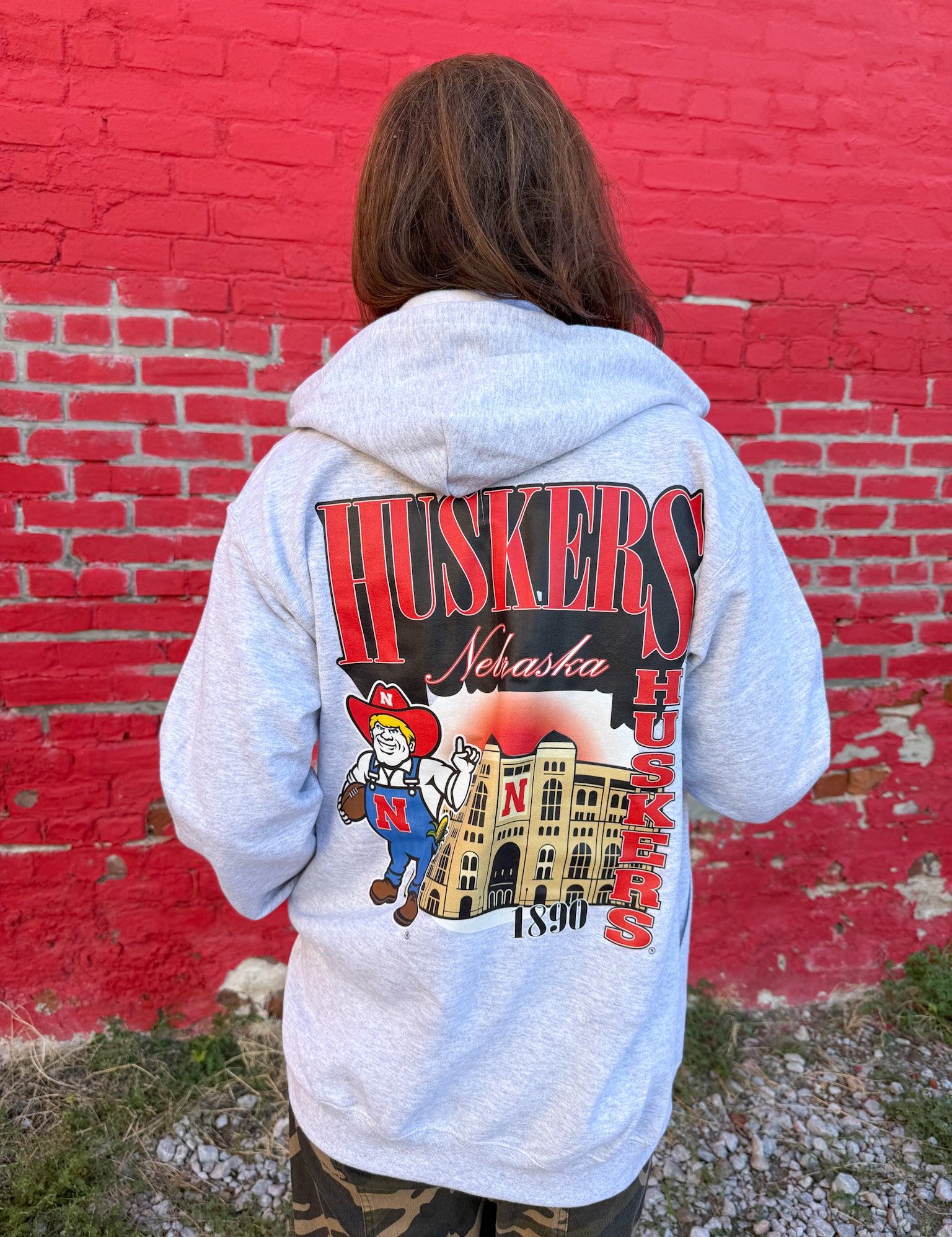 Huskers Memorial Stadium Zip Up - Ana Patricia Boutique
