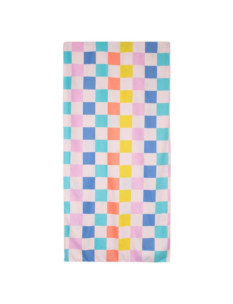Flowers & Check Quick Dry Towel: Multicolored - Ana Patricia Boutique