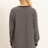 Striped Crewneck Top- Black