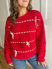 All Tied Up Sweater- Red