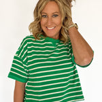 Terry Cloth Stripe Top- Green - Ana Patricia Boutique
