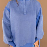 Mineral Wash Snap Pullover- Blue