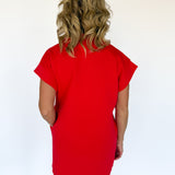 Solid Jersey Dress -Red