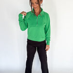 Luxe Ribbed 3/4 Zip-Green - Ana Patricia Boutique