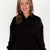 Oversized Polo Pullover- Black
