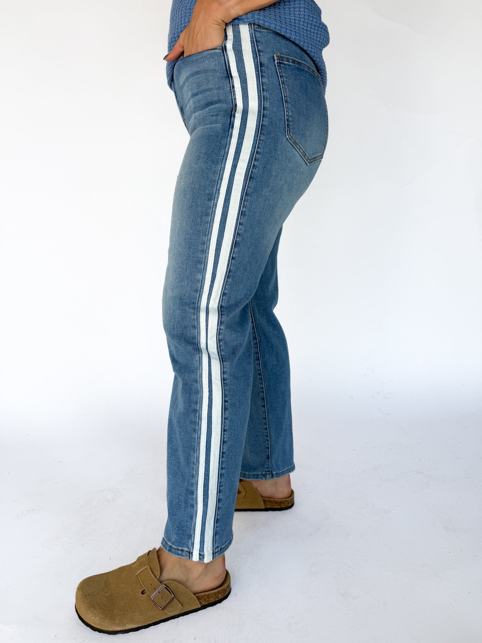 Varsity Stripe Barrel Jeans - Ana Patricia Boutique