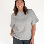 Crew Neck Short Sleeve Top- Heather Grey - Ana Patricia Boutique