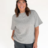 Crew Neck Short Sleeve Top- Heather Grey - Ana Patricia Boutique