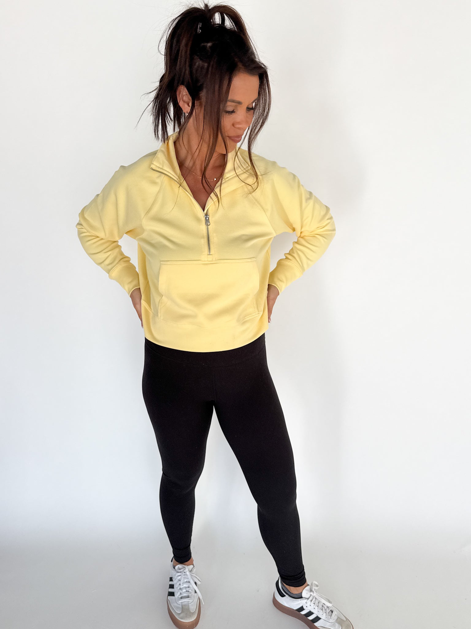 Luxe Ribbed 3/4 Zip-Yellow - Ana Patricia Boutique