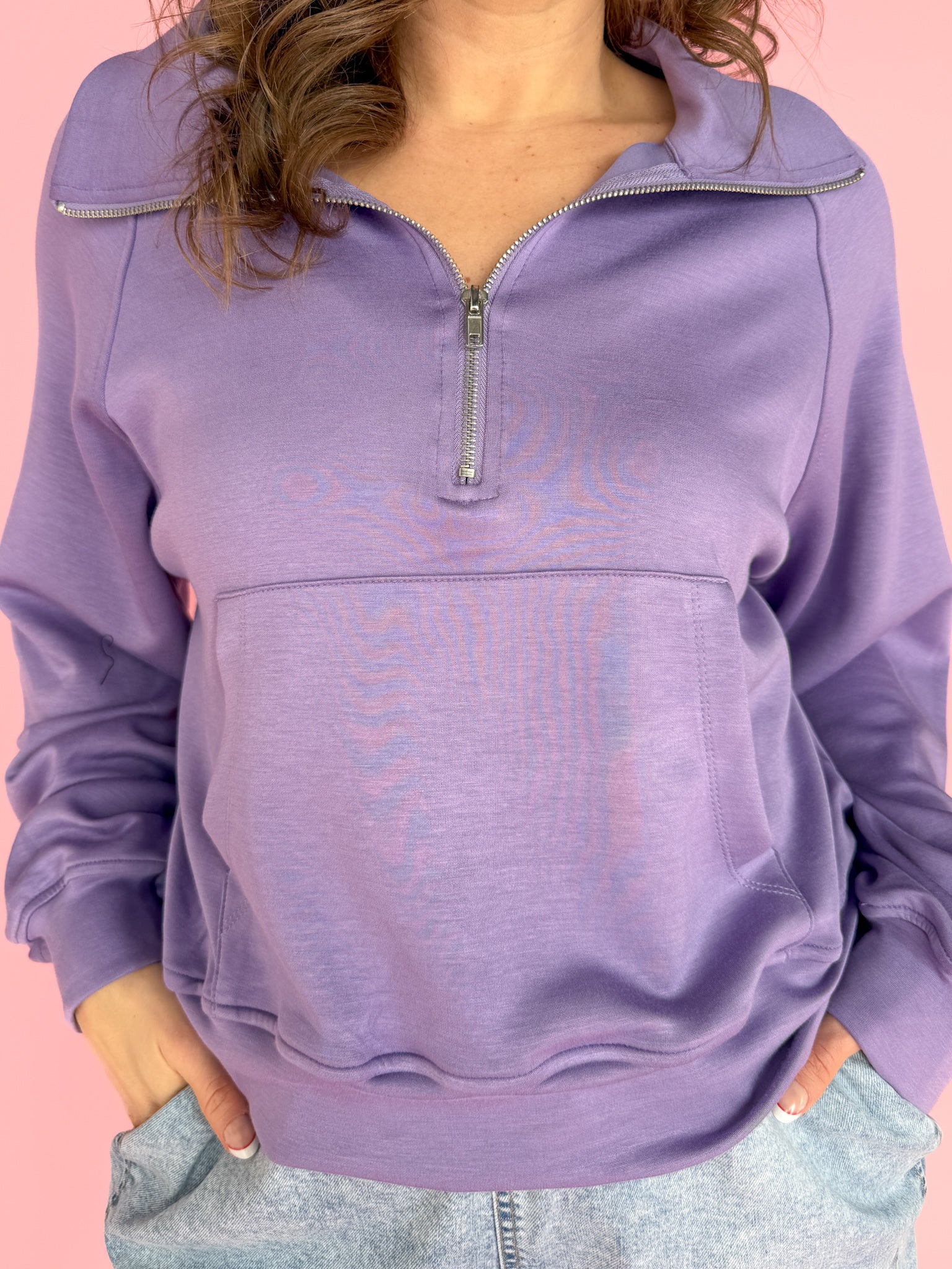 Scuba Half Zip Pullover- Lavender - Ana Patricia Boutique