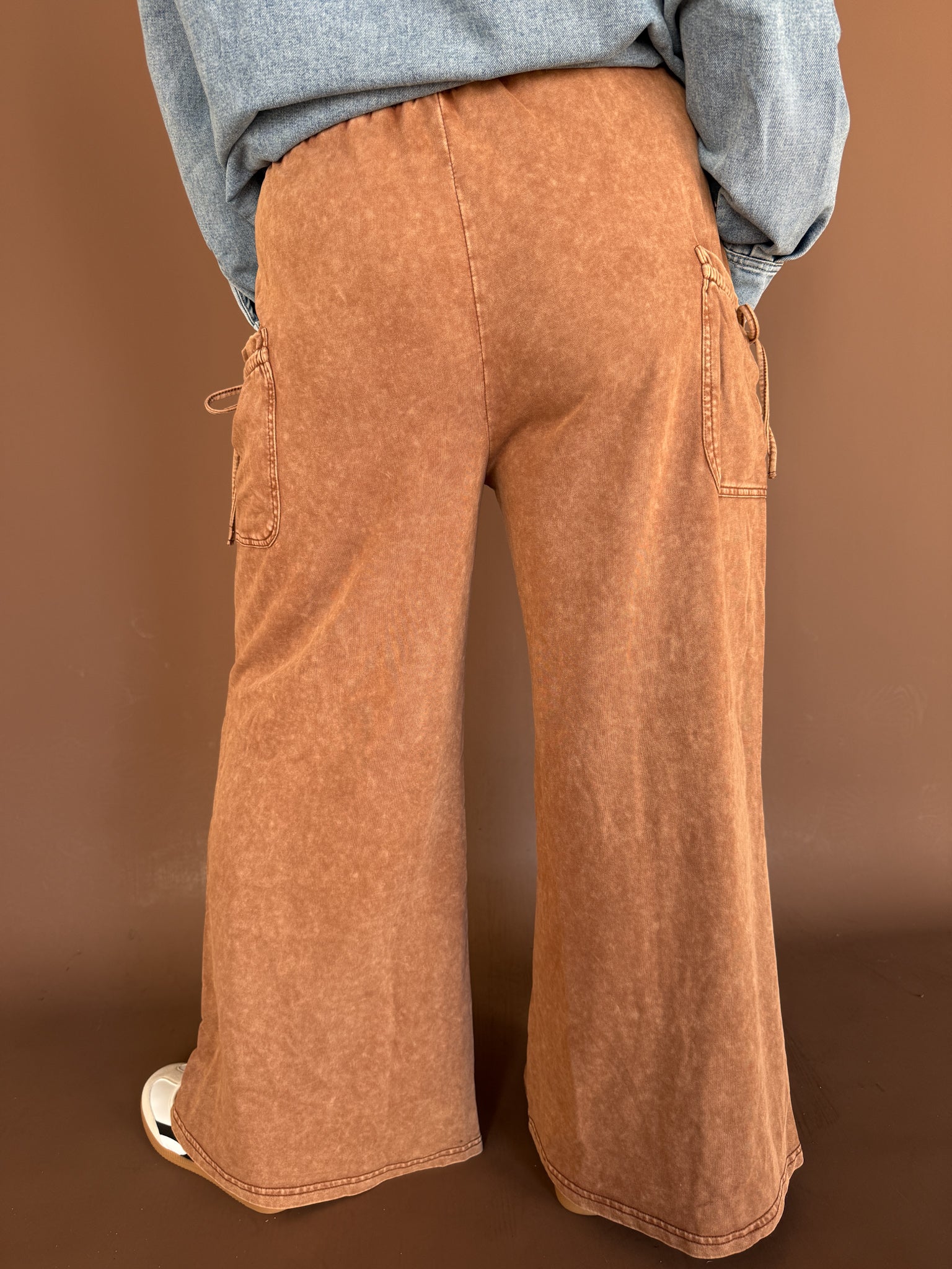 Mineral Wash Terry Pants-Coffee - Ana Patricia Boutique