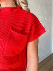 Blissful Knit Sweater- Red