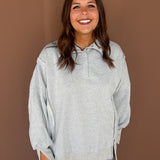 Mineral Wash Snap  Pullover- Grey
