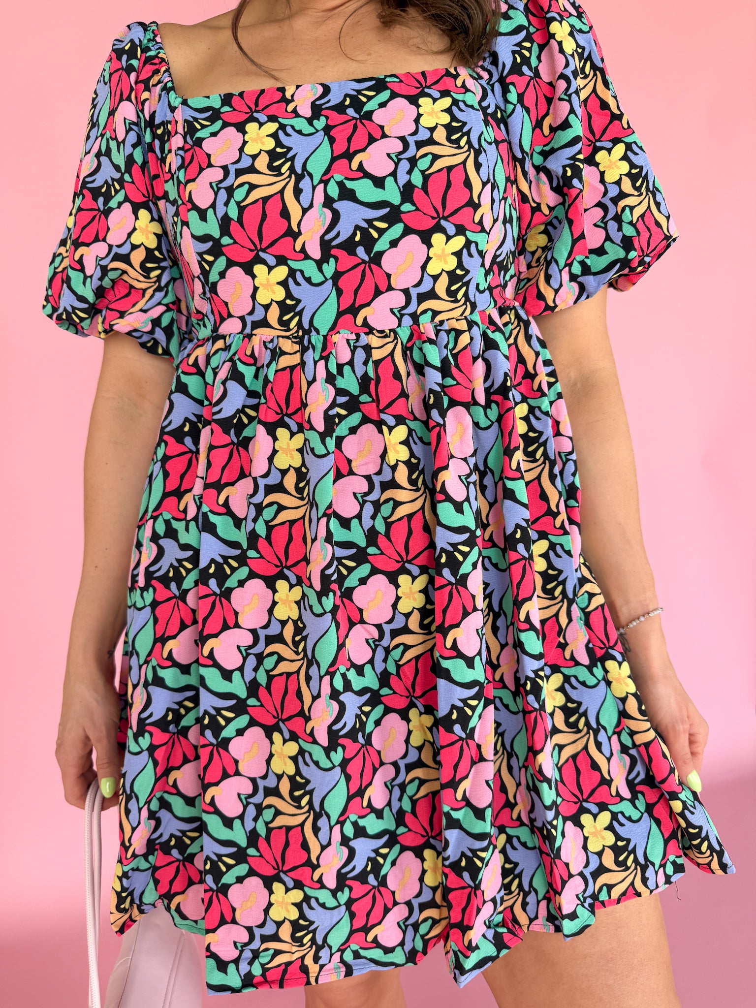 Floral Print Square Neck Dress - Ana Patricia Boutique