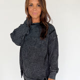 Double Ribbed Pullover- Black