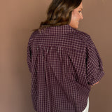 Oversized Plaid Button Down-Merlot