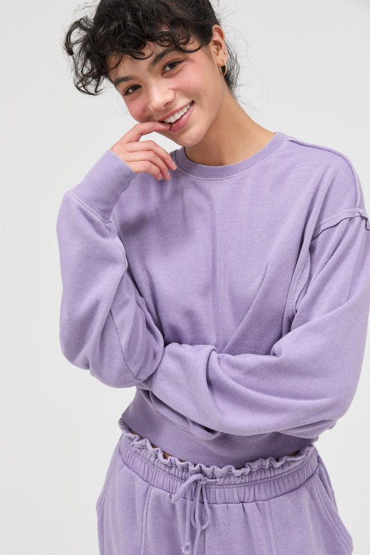 Burnout Crewneck-Dusty Purple - Ana Patricia Boutique