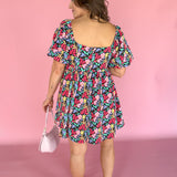Floral Print Square Neck Dress - Ana Patricia Boutique