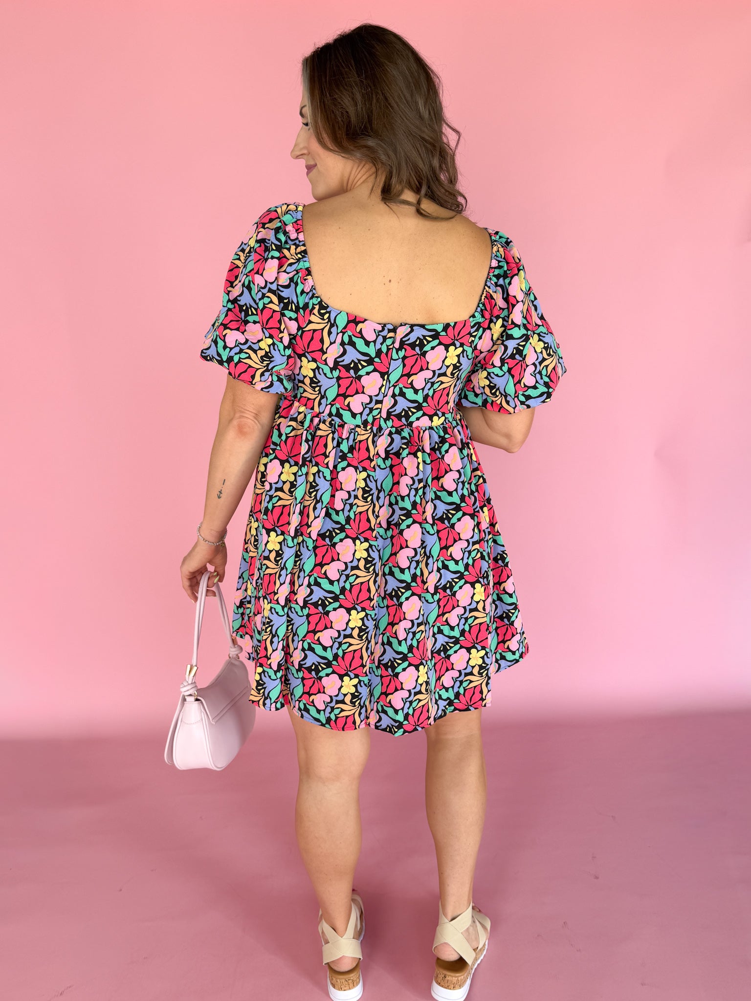 Floral Print Square Neck Dress - Ana Patricia Boutique