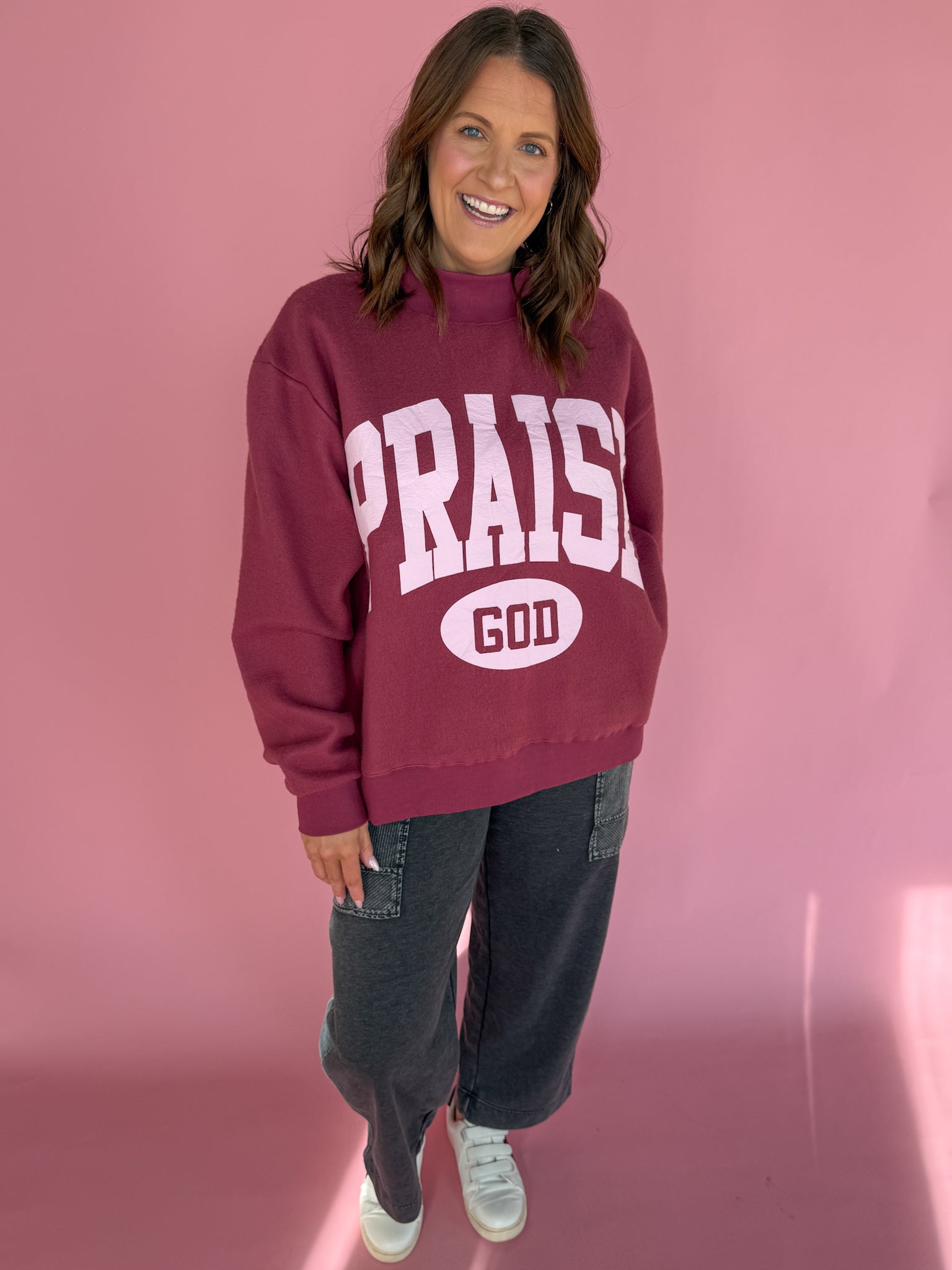Praise God Reversible Mock Sweatshirt - Ana Patricia Boutique