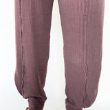 Mineral Wash Waffleknit Pants- Dark Cherry