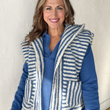 Stripe Zip Up Vest- Blue